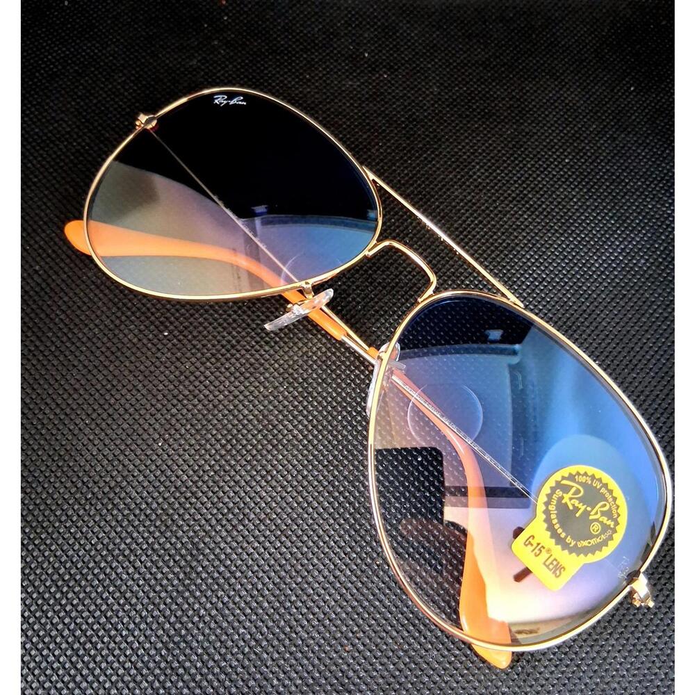 Ray-Ban RB3026 Gold Frame Blue Gradient Lens 62mm Sunglasses - Picture 2 of 4